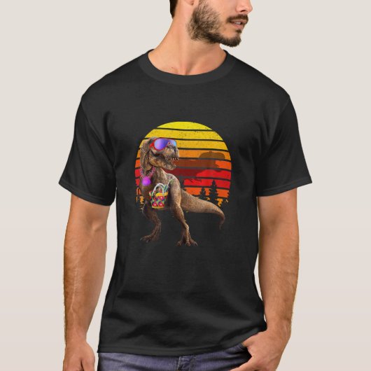 Beach Jurassic T Rex Retro World Funny Din T-shirt (Voorkant)