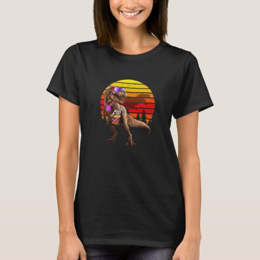 Beach Jurassic T Rex Retro  World Funny Din T-shirt (Voorkant)