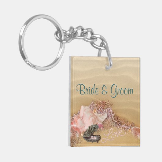 Beach Keepsake Wedding Sleutelhanger Voeg uw foto (Voorkant Links)