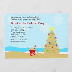 Beach kerstboom Castle 5x7 Aangepaste uitnodiging