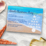 Beach Kerstboom Party uitnodiging<br><div class="desc">Beach Kerstfeest uitnodiging. Ocean beach achtergrond met een zeester en zanddollarboom,  het ontwerp is voor degenen die de feestdagen in een warm klimaat vieren. Oceaangolven op de achterkant van het papier.</div>