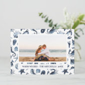 Beach Kerstmis Feestdagen Nautical Landscape Foto Feestdagenkaart (Staand voorkant)