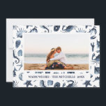 Beach Kerstmis Feestdagen Nautical Landscape Foto Feestdagenkaart<br><div class="desc">Kerstfotokaarten voor elke kerstman. Tropische zeeschelpen,  zeesterren,  krab,  zanddollar,  zeepaardpatroon in blauw.</div>