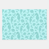 Beach Kerstmis Glitter Seahorse Pattern Aqua Blue Inpakpapier Vel (Voorkant)