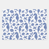 Beach Kerstmis Glitter Seapaarden Navarra Blue Inpakpapier Vel (Voorkant 2)