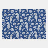 Beach Kerstmis Glitter Seapaarden Navarra Blue Inpakpapier Vel (Voorkant)