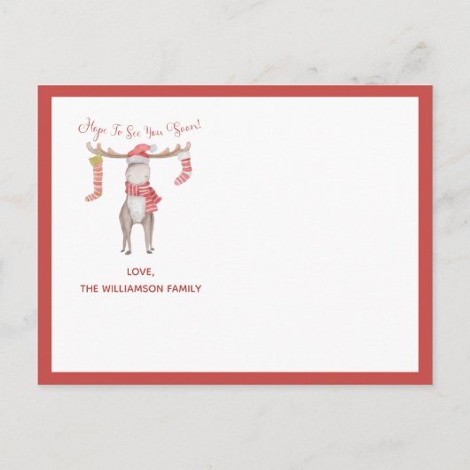 Beach Kerstmis Moose Moved Holiday Moving Aankondigingskaart (Achterkant)