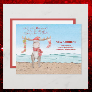 Beach Kerstmis Moose Moved Holiday Moving Aankondigingskaart