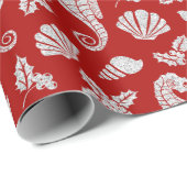 Beach Kerstmis Pattern Red Cadeaupapier (Rol Hoek)