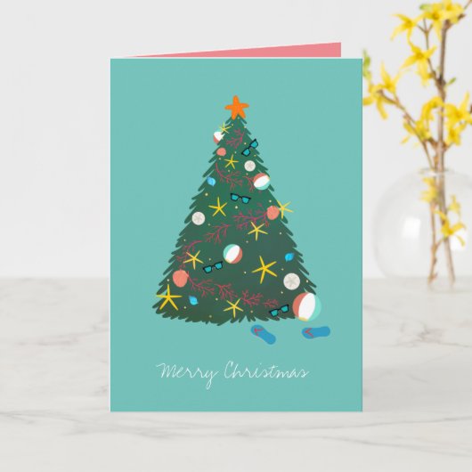 Beach Kerstmis Vacation Kaart (Gele Bloem)