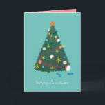 Beach Kerstmis Vacation Kaart<br><div class="desc">Met een thema versierde kerstboom met koraal,  zonnebril,  zeeschelpen,  strandballen en stervissen. De originele illustratie door Becky Nimoy. pas de groet en de binnenkant aan zoals gewenst,  zelfs voeg een familiefoto toe</div>