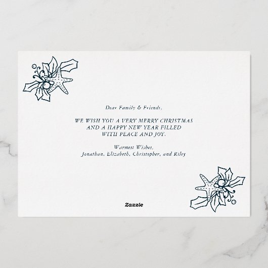 Beach Kerstscript 3 Photo Collage Gold Folie Feestdagenkaart (Achterkant)