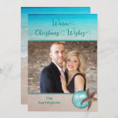 Beach KerstStarfish Fotosjabloon Kaart (Voorkant / Achterkant)