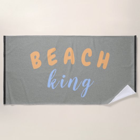 Beach King Perzik Blauw Aangepaste tekst Strandlaken (Voorkant)