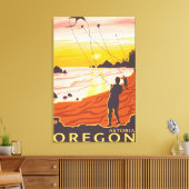 Beach & Kites - Astoria, Oregon Canvas Afdruk (Insitu (Woonkamer))