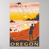 Beach & Kites - Astoria, Oregon Poster (Voorkant)