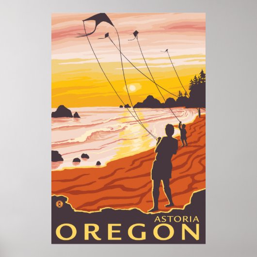 Beach & Kites - Astoria, Oregon Poster (Voorkant)