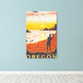 Beach & Kites - Bandon, Oregon Canvas Afdruk (Insitu (Houten vloer))