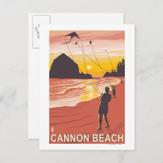 Beach & Kites - Cannon Beach, Oregon Briefkaart (Voorkant / Achterkant)