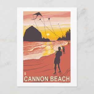 Beach & Kites - Cannon Beach, Oregon Briefkaart