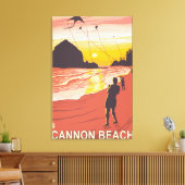 Beach & Kites - Cannon Beach, Oregon Canvas Afdruk (Insitu (Woonkamer))