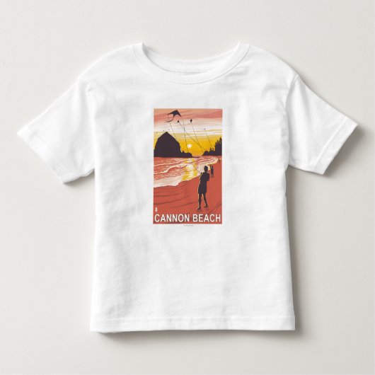 Beach & Kites - Cannon Beach, Oregon Kinder Shirts (Voorkant)
