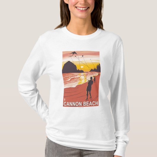 Beach & Kites - Cannon Beach, Oregon T-shirt (Voorkant)