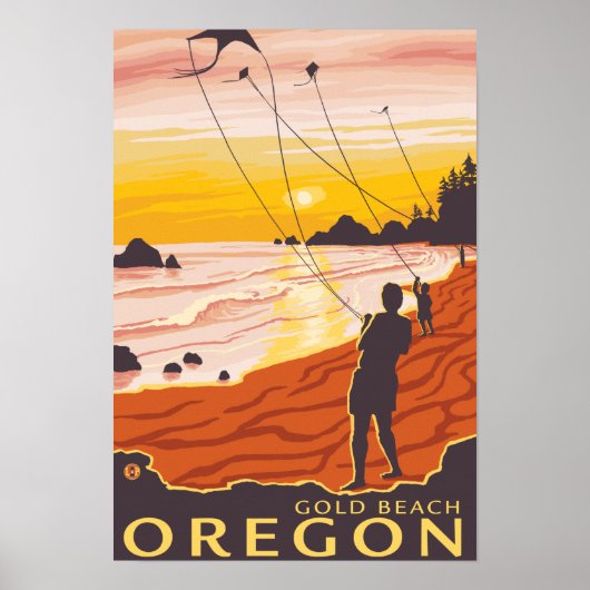 Beach & Kites - Gold Beach, Oregon Poster (Voorkant)