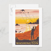 Beach & Kites - Ilwaco, Washington Briefkaart (Voorkant / Achterkant)