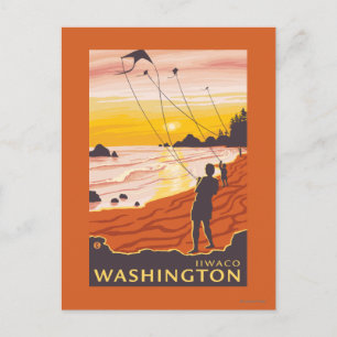 Beach & Kites - Ilwaco, Washington Briefkaart
