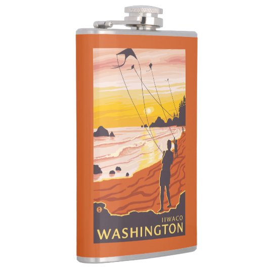 Beach & Kites - Ilwaco, Washington Heupfles (Rechts)