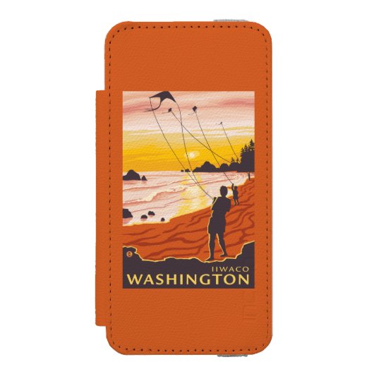 Beach & Kites - Ilwaco, Washington Incipio iPhone Portemonnee Hoesje (Voorkant Agenda)