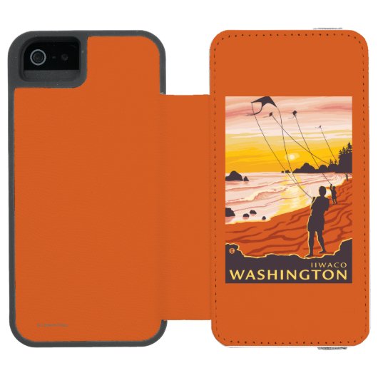 Beach & Kites - Ilwaco, Washington Incipio iPhone Portemonnee Hoesje (Agenda Open)