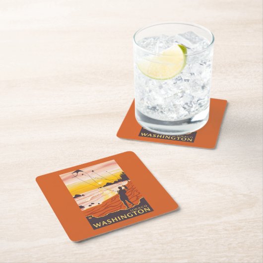 Beach & Kites - Ilwaco, Washington Kartonnen Onderzetters (Insitu)