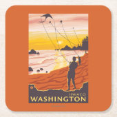 Beach & Kites - Ilwaco, Washington Kartonnen Onderzetters (Voorkant)