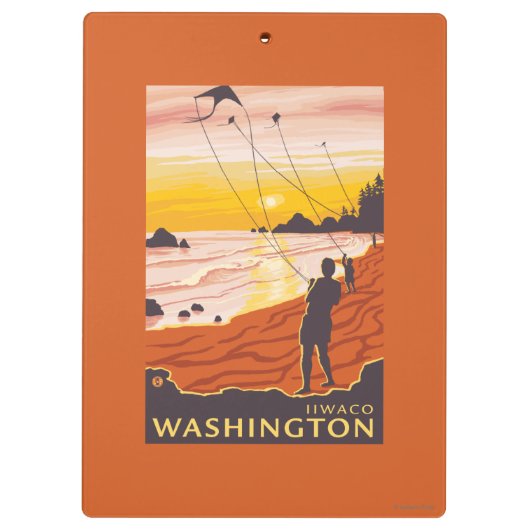 Beach & Kites - Ilwaco, Washington Klembord (Achterkant)
