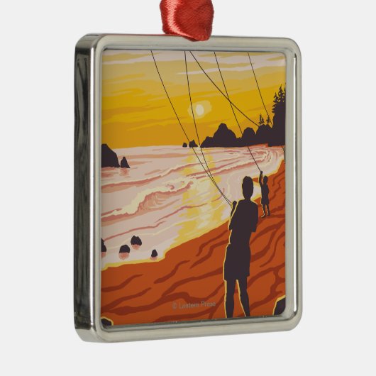 Beach & Kites - Ilwaco, Washington Metalen Ornament (Rechts)