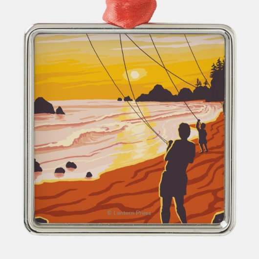 Beach & Kites - Ilwaco, Washington Metalen Ornament (Voorkant)