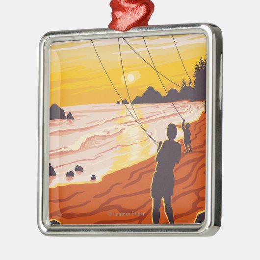 Beach & Kites - Ilwaco, Washington Metalen Ornament (Links)