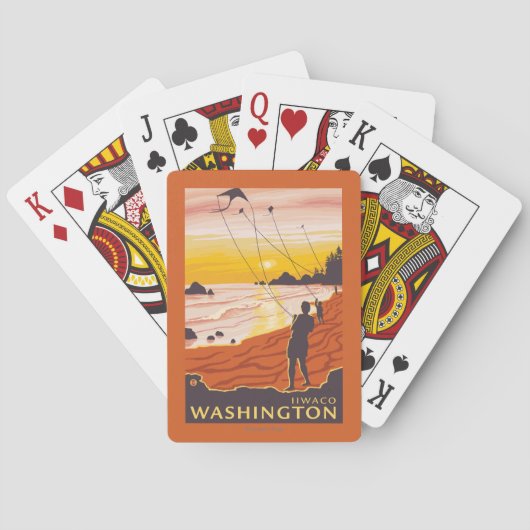 Beach & Kites - Ilwaco, Washington Pokerkaarten (Achterkant)
