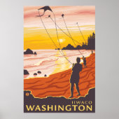 Beach & Kites - Ilwaco, Washington Poster (Voorkant)