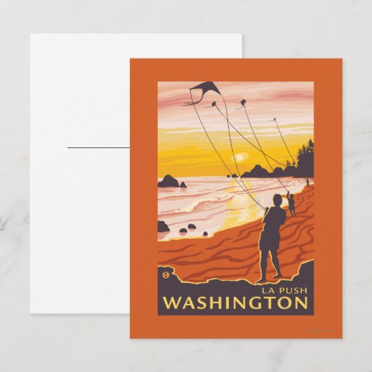 Beach & Kites - La Push, Washington Briefkaart (Voorkant / Achterkant)