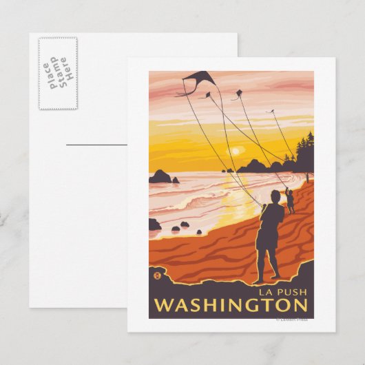 Beach & Kites - La Push, Washington Briefkaart (Voorkant / Achterkant)