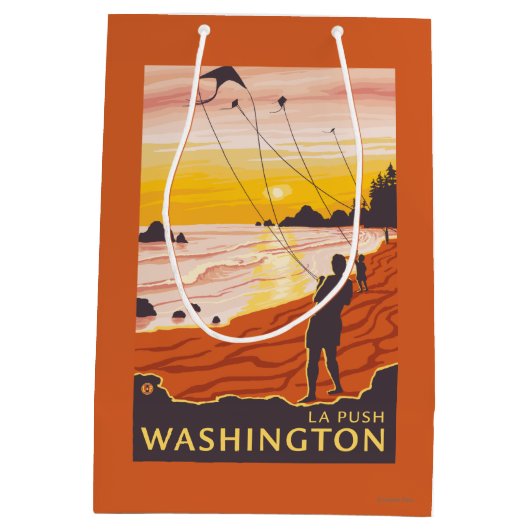 Beach & Kites - La Push, Washington Medium Cadeauzakje (Achterkant)