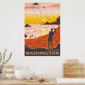 Beach & Kites - La Push, Washington Poster (Keuken)