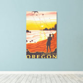 Beach & Kites - Lincoln City, Oregon Canvas Afdruk (Insitu (Houten vloer))