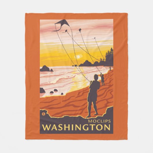 Beach & Kites - Moclips, Washington Fleece Deken (Voorkant)