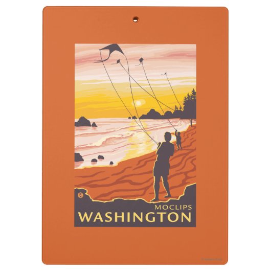 Beach & Kites - Moclips, Washington Klembord (Achterkant)