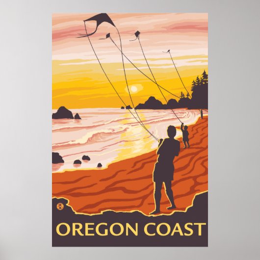 Beach & Kites - Oregon Coast Poster (Voorkant)