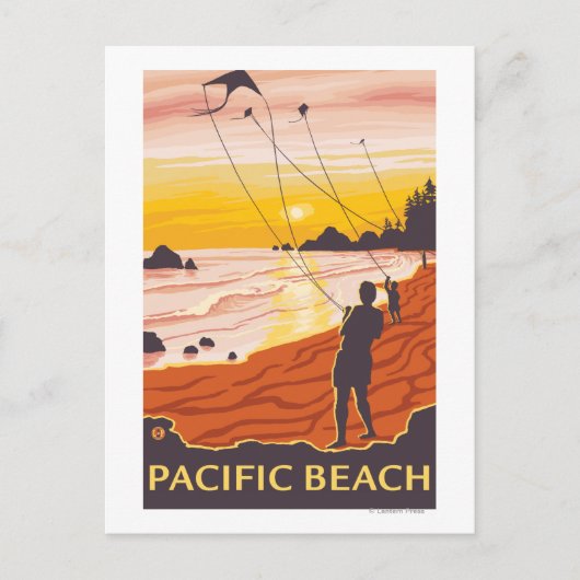 Beach & Kites - Pacific Beach, Washington Briefkaart (Voorkant)